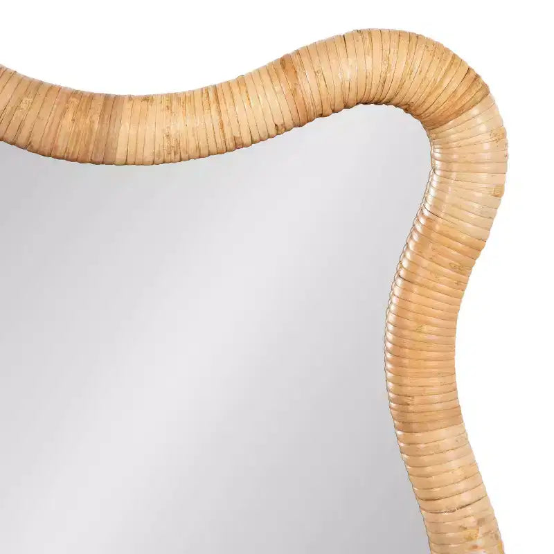 Specchio Rahfy Rettangolare Ondulato in Rattan Naturale 24"X36"