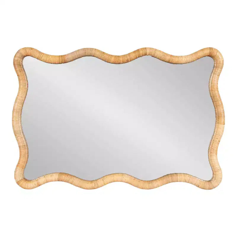 Specchio Rahfy Rettangolare Ondulato in Rattan Naturale 24"X36"