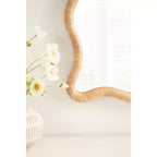 Specchio Rahfy Rettangolare Ondulato in Rattan Naturale 24"X36"