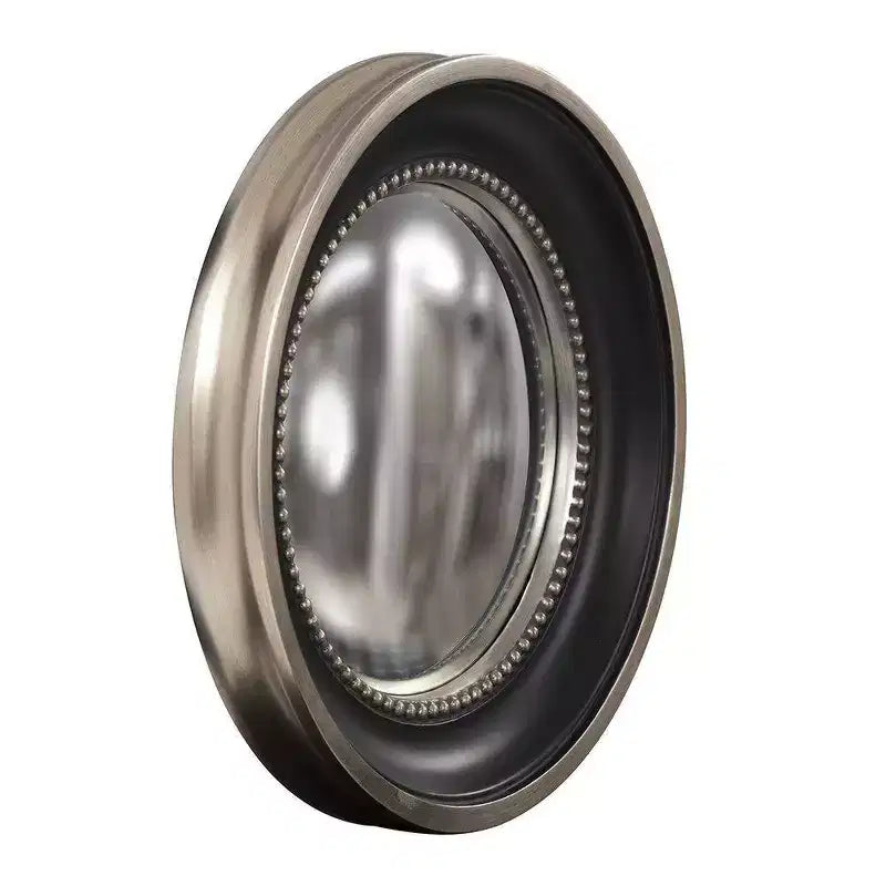 Specchio da parete decorativo rotondo Patterson nero: cornice moderna in resina, specchio da parete da 40 cm