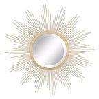 23" Metal Sunburst Wall Mirror Gold - Stonebriar Collection: Antique Finish, Boho Style, Easy to Install