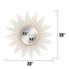 Specchio da parete a raggiera in metallo dorato da 23"
