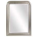 Sterling Arched Silver Mirror - Howard Elliott: Wood Frame, Beveled Edge, Transitional Style, 42x30.5"