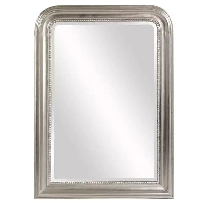 Sterling Arched Silver Mirror - Howard Elliott: Wood Frame, Beveled Edge, Transitional Style, 42x30.5"