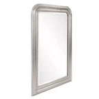 Specchio ad arco Sterling in argento: cornice in legno, bordo smussato, stile transizionale, 42x30,5"