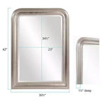 Specchio ad arco Sterling in argento: cornice in legno, bordo smussato, stile transizionale, 42x30,5"