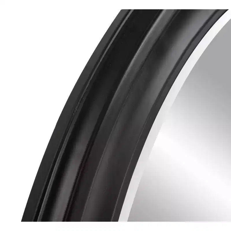 Specchio con cornice in legno nera opaca George rotondo da 36" con bordo smussato