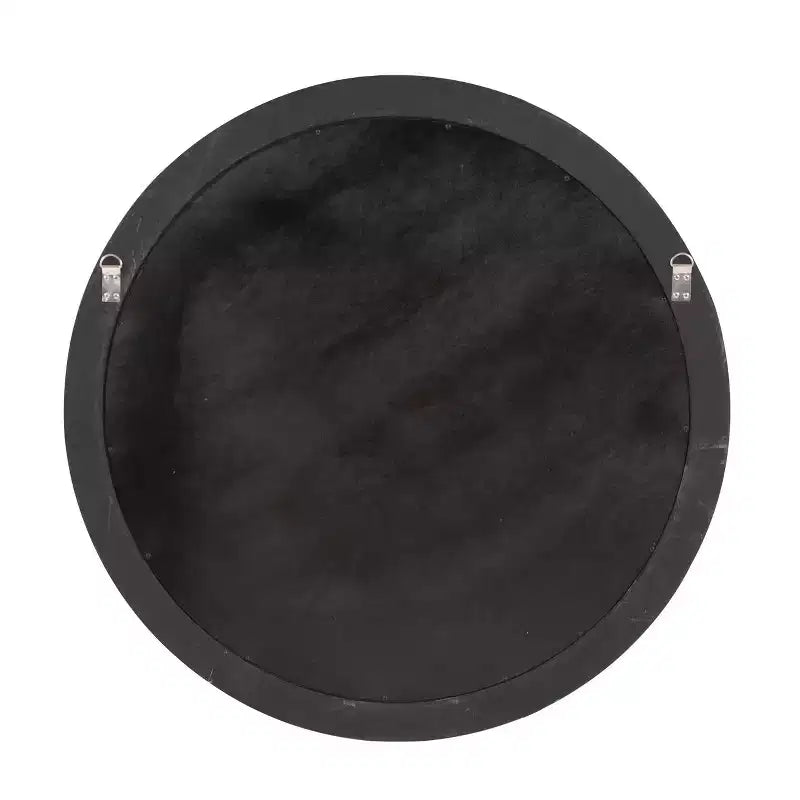 Specchio con cornice in legno nera opaca George rotondo da 36" con bordo smussato