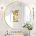 30 Inch Round Mirror, Metal Frame Circle Mirror, Wall Mounted for Entryway, Bathroom, Vanity, Living Room, Gold