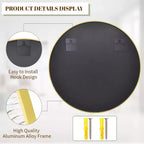 Specchio Rotondo da 30 Pollici, Specchio Circolare con Cornice in Metallo, da Parete per Ingresso, Bagno, Toilette, Soggiorno, Oro
