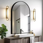 Black Wall Mirror with Thin Edge, Aluminum Alloy, Right Angle Arch-shaped Design