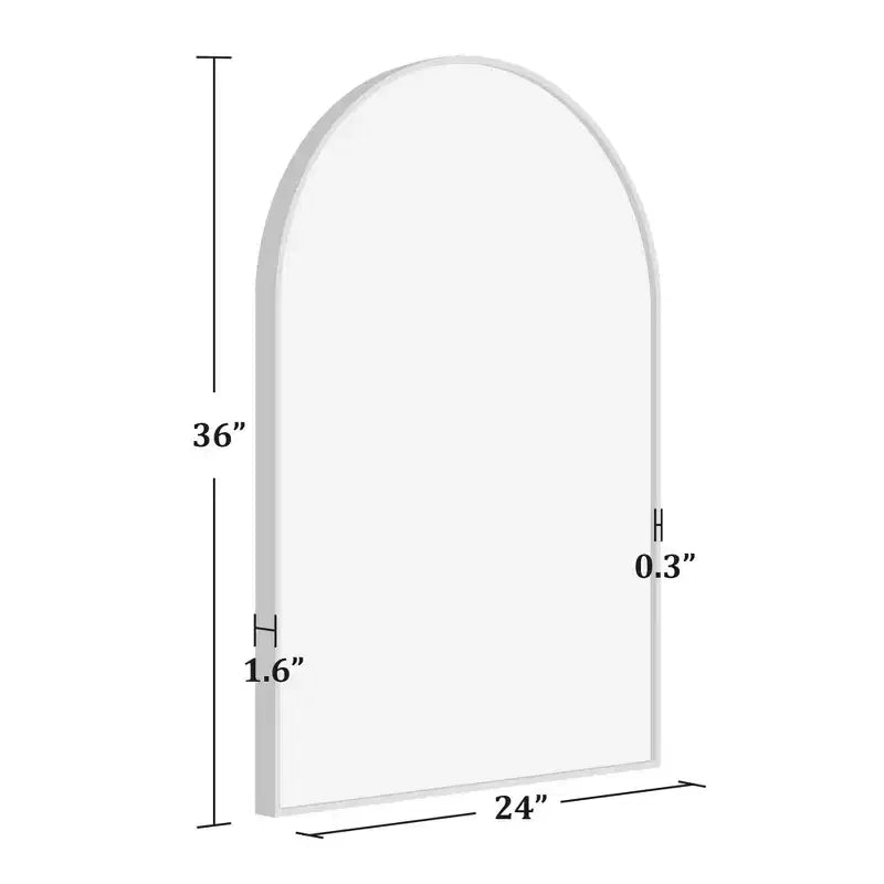 Specchio da Parete Nero con Bordo Sottile, Lega di Alluminio, Design ad Arco ad Angolo Retto