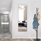 Full Length Aluminum Mirror 63x20 Inch, Standing Dressing Mirror with Adjustable Height, Black