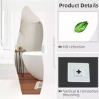 Specchio irregolare a figura intera 64x21, specchio HD senza cornice a forma di nuvola da parete, specchio ondulato a figura intera per camera da letto e soggiorno con vetro temperato