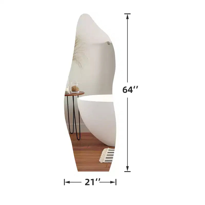 Specchio irregolare a figura intera 64x21, specchio HD senza cornice a forma di nuvola da parete, specchio ondulato a figura intera per camera da letto e soggiorno con vetro temperato