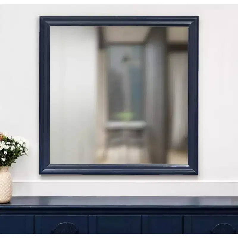 Specchio decorativo quadrato con cornice in legno 38 Blue