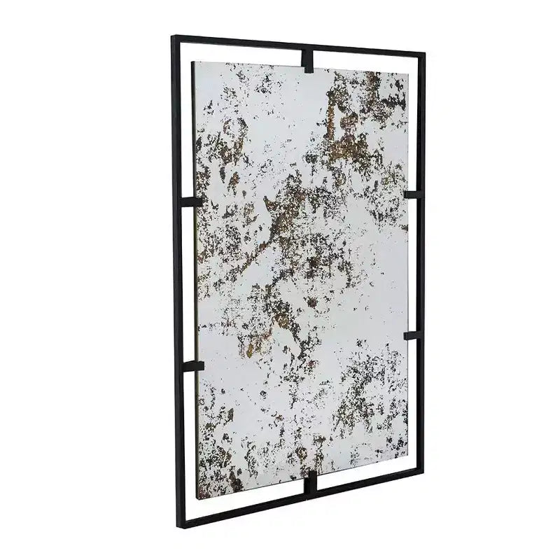 32 Specchio decorativo anticato con cornice in ferro nero