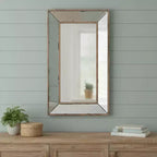 Specchio decorativo anticato con cornice argentata da 24