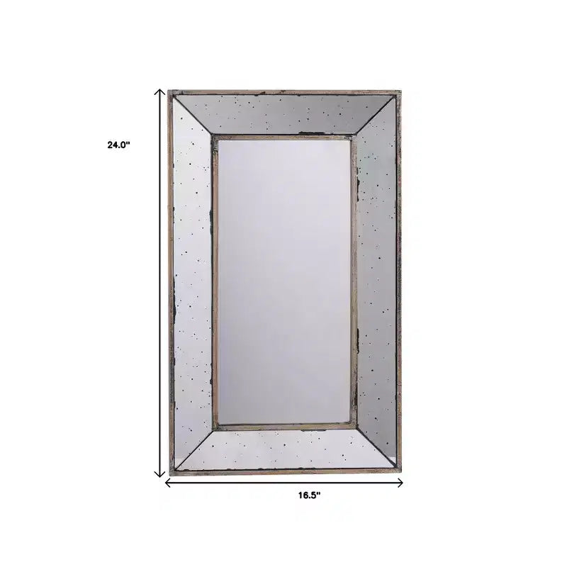 Specchio decorativo anticato con cornice argentata da 24