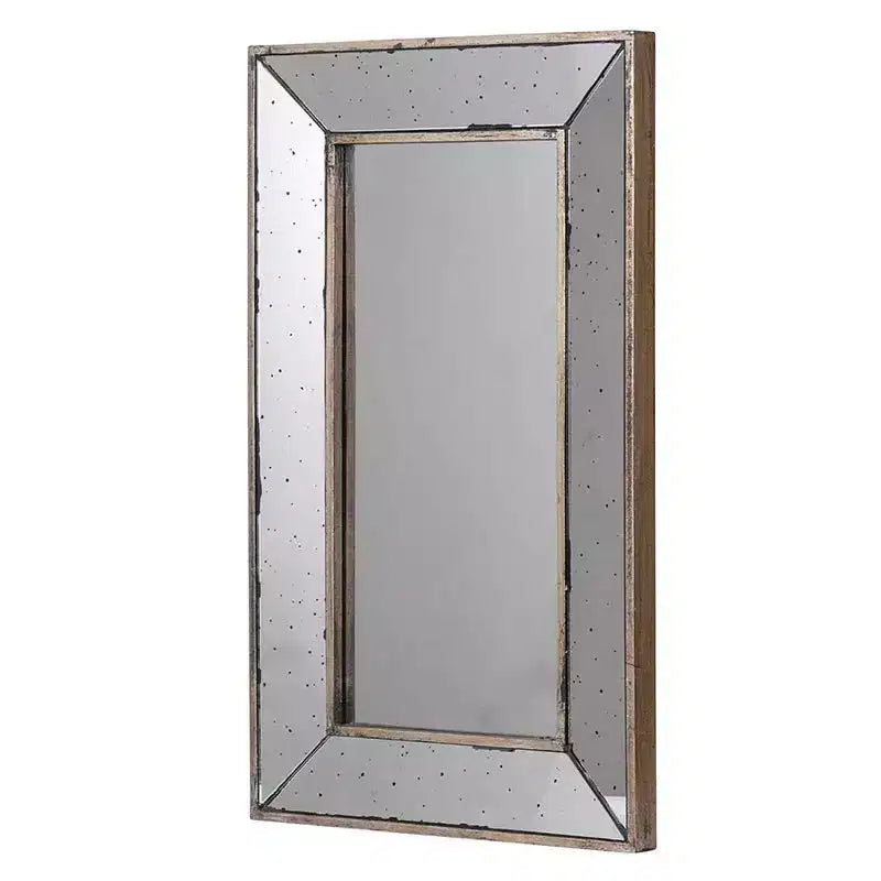 Specchio decorativo anticato con cornice argentata da 24