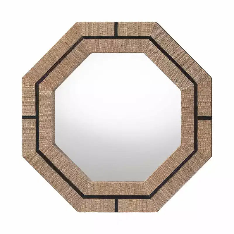 Specchio accentato ottagonale in erba tessuta bohémien Mirai