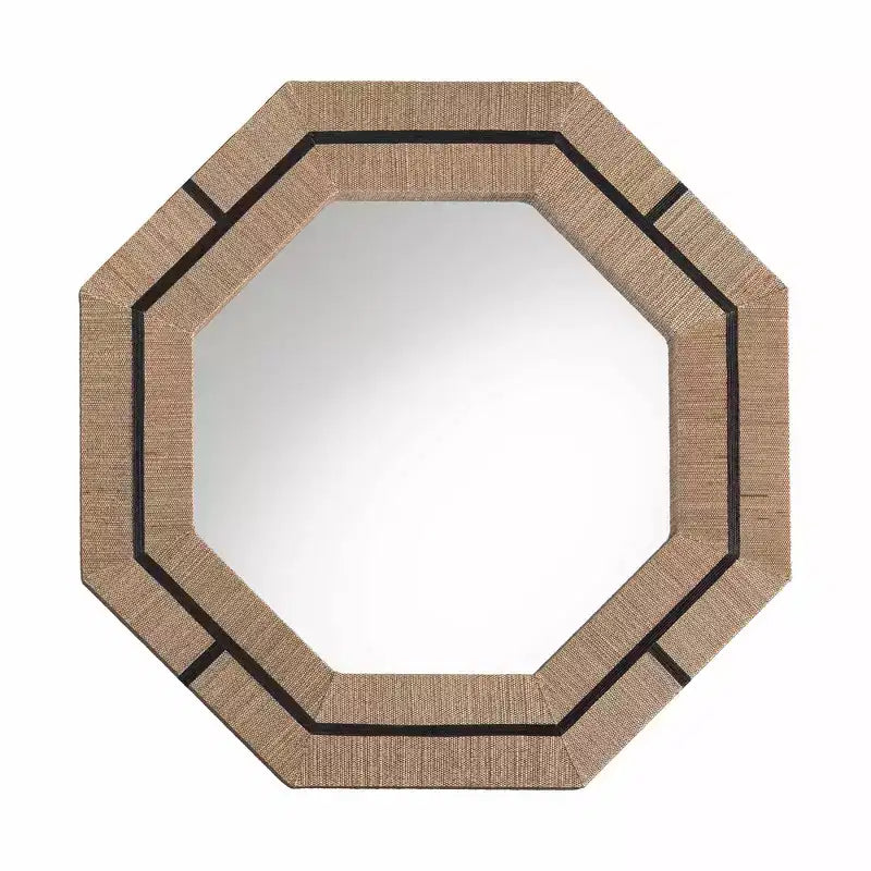 Specchio accentato ottagonale in erba tessuta bohémien Mirai