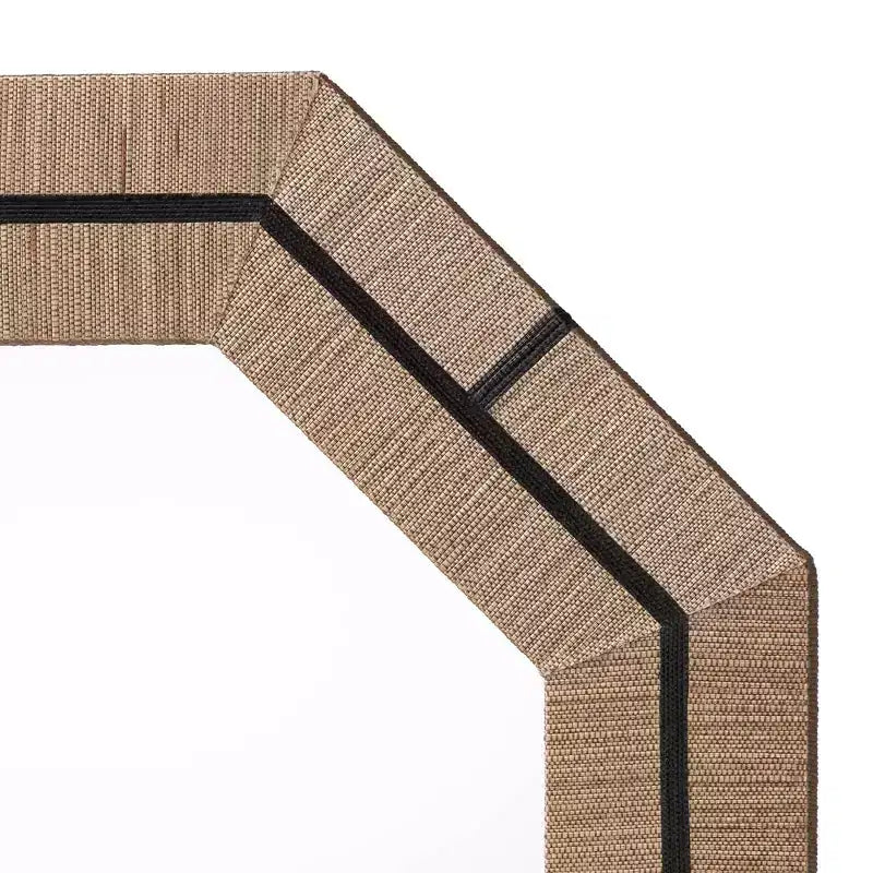 Specchio accentato ottagonale in erba tessuta bohémien Mirai