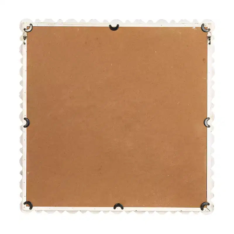 Specchio da parete in legno con tasselli quadrati in rilievo, bianco