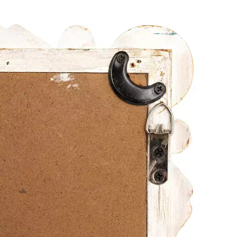Specchio da parete in legno con tasselli quadrati in rilievo, bianco