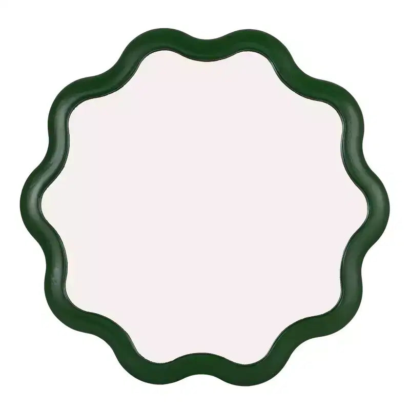 Specchio da parete ondulato in legno smerlato, Verde