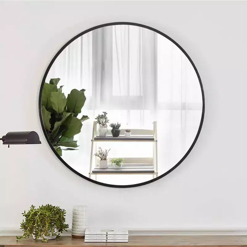 MAYEERTY Aluminum Thin Edge Gold Round Hanging Mirror
