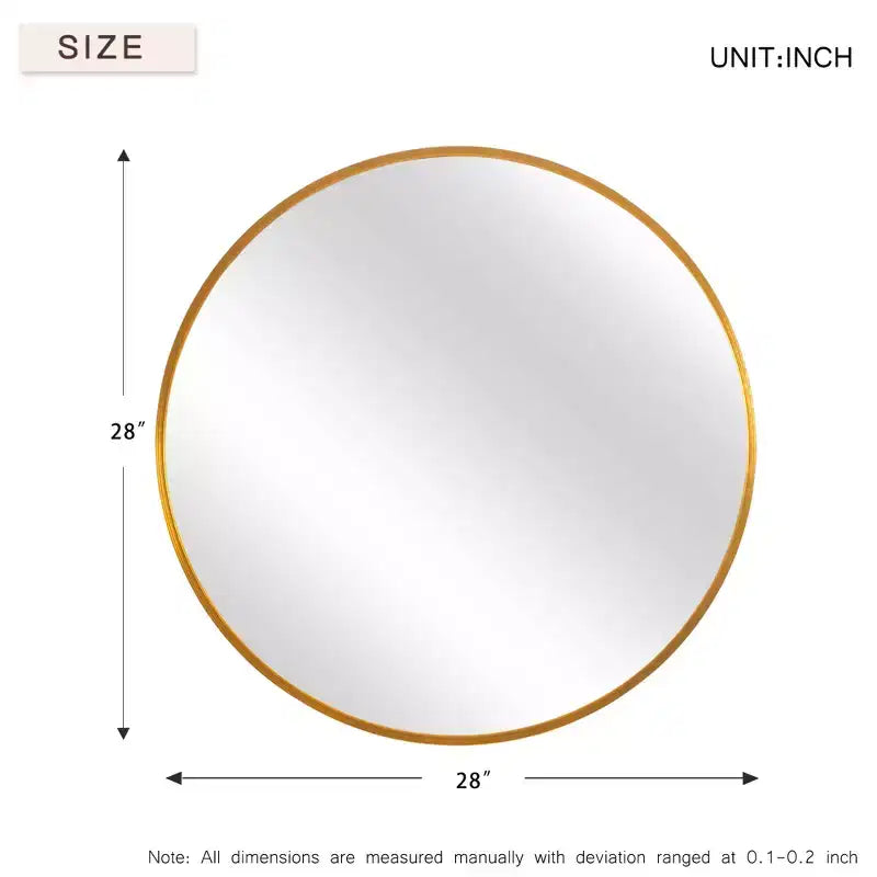 Specchio rotondo da appendere in alluminio con bordo sottile color oro