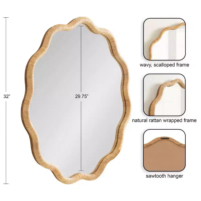 Specchio da parete con cornice a conchiglia Rahfy