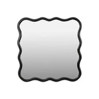 Specchio quadrato ondulato in legno massello 36 x 36 - nero per bagno, camera da letto, soggiorno, sala da pranzo, guardaroba, ingresso