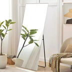 Specchio da parete a figura intera con cornice in metallo rettangolare 20 in. L x 59 in. H, specchio da terra, in argento
