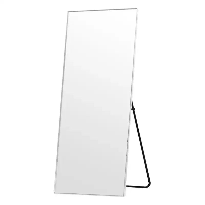 Specchio da parete a figura intera con cornice in metallo rettangolare 20 in. L x 59 in. H, specchio da terra, in argento