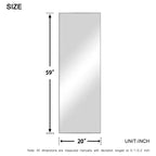 Specchio da parete a figura intera con cornice in metallo rettangolare 20 in. L x 59 in. H, specchio da terra, in argento