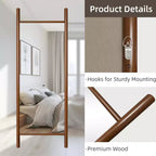 Specchio con cornice in legno massello a pioli, 61 cm L x 160 cm H, marrone