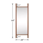 Specchio con cornice in legno massello a pioli, 61 cm L x 160 cm H, marrone