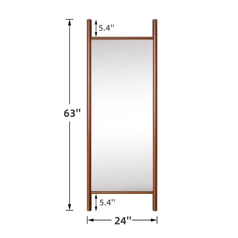Specchio con cornice in legno massello a pioli, 61 cm L x 160 cm H, marrone