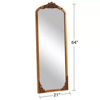 Specchio da terra intagliato fai da te con cornice ad arco rustica in legno massello, 21 pollici L x 64 pollici A, colore dorato