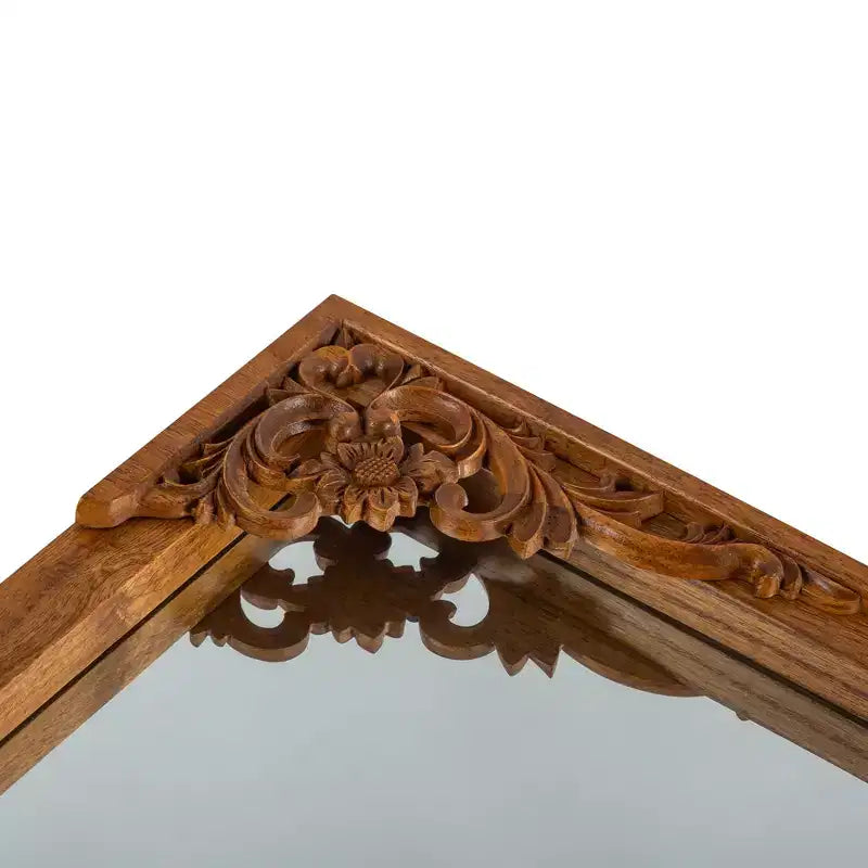 Specchio da terra intagliato fai da te con cornice ad arco rustica in legno massello, 21 pollici L x 64 pollici A, colore dorato