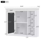 Mobiletto con specchio da 35" x 27.5", mobiletto da bagno a parete, mobiletto da bagno moderno con specchio, armadietto a specchio con 6 ripiani aperti