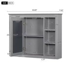 Mobiletto con specchio da 35" x 27.5", mobiletto da bagno a parete, mobiletto da bagno moderno con specchio, armadietto a specchio con 6 ripiani aperti