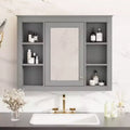 Mobiletto con specchio da 35" x 27.5", mobiletto da bagno a parete, mobiletto da bagno moderno con specchio, armadietto a specchio con 6 ripiani aperti