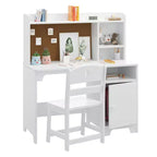 Scrivania e Sedia per Bambini con Credenza, Mobile Contenitore, Tavolo da Scrittura in Legno per Camera da Letto e Studio dei Bambini