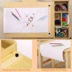 Tavolo da disegno per bambini con 2 sedie, scrivania in legno per attività artigianali per bambini con ampi ripiani portaoggetti per scrivere e disegnare