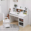 Kids Adjustable Study Desk & Chair Set with Hutch, Cork Board, Keyboard Tray & 2 Pen Holders C Children's School Learning Table