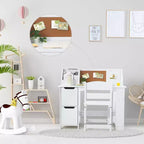 Set Scrivania e Sedia per Studio, Scrivania Didattica per Bambini - Con Scaffale, Bacheca, Mobiletti - Perfetto per Bambini dai 3 agli 8 Anni