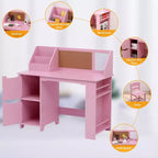 Set Scrivania e Sedia per Studio, Scrivania Didattica per Bambini - Con Scaffale, Bacheca, Mobiletti - Perfetto per Bambini dai 3 agli 8 Anni